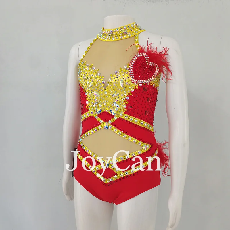 JoyCan Lyrical Dance Dress Red Jazz Dance Costume Pole Dancing Clothes Girl Performance Training