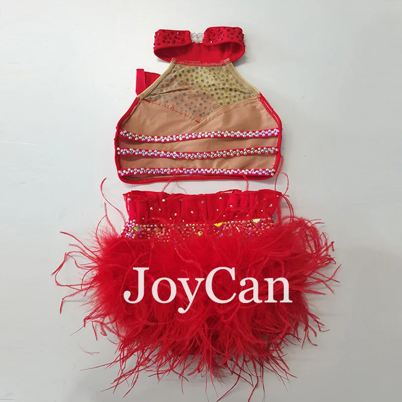 JoyCan Lyrical Dance Dress Red Jazz Dance Costume Pole Dancing Clothes Girl Performance Training
