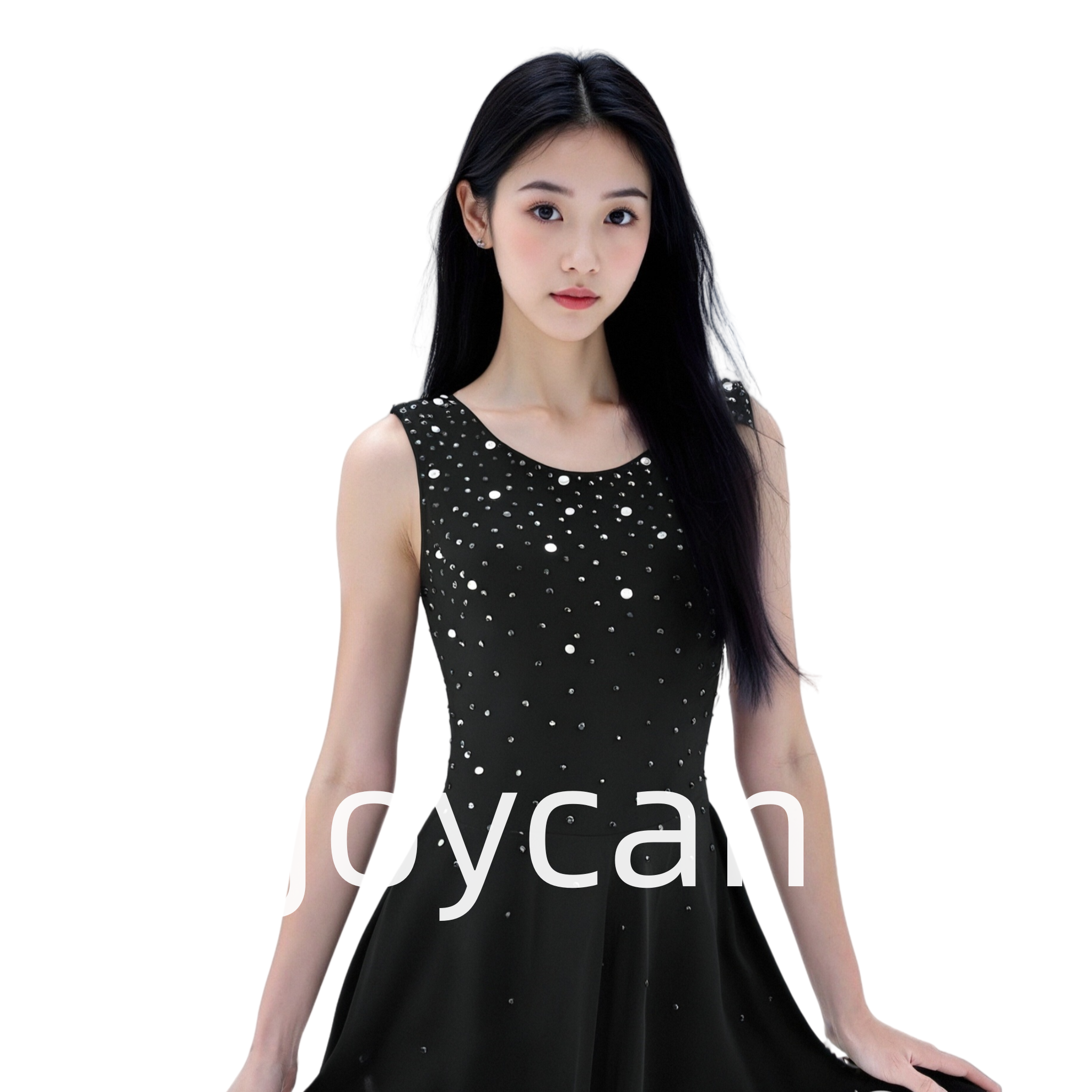Joycan Figure Skating Dress Girl‘s Diamond Long Sleeve Danceplace Black Competition JSK251