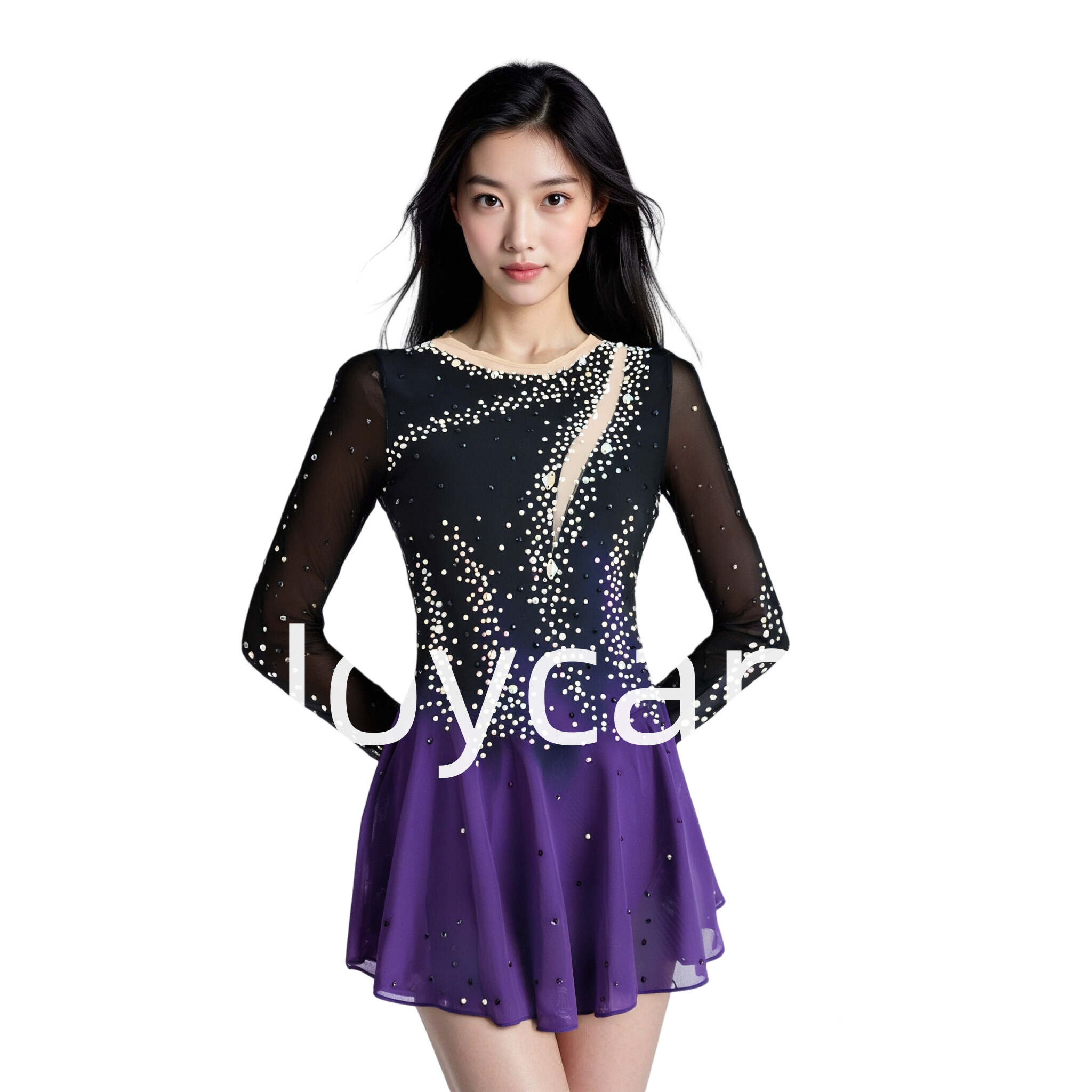 Joycan Figure Skating Dress Girl‘s Diamond Long Sleeve Danceplace Competition