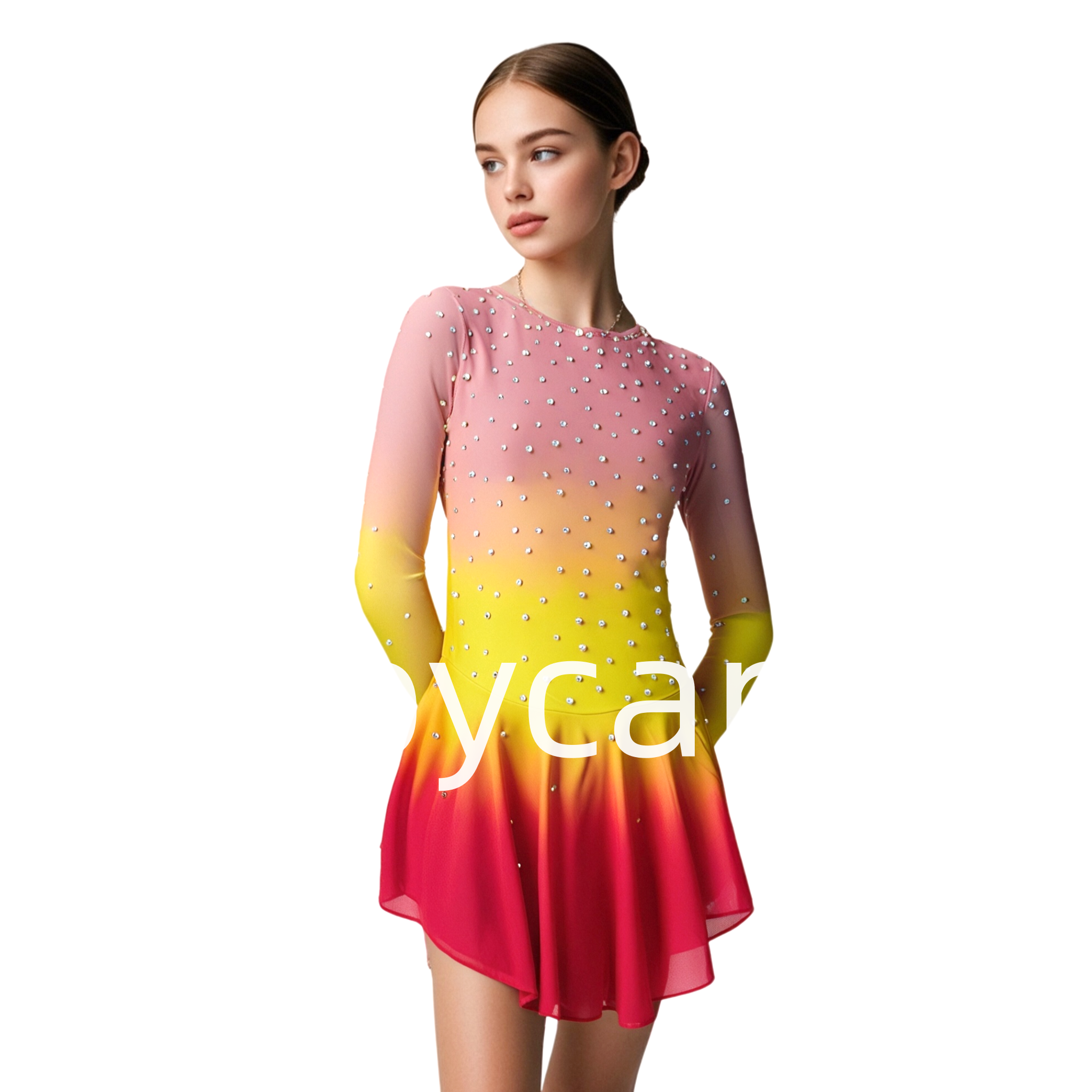 Joycan Figure Skating Dress Girl‘s Diamond Long Sleeve Danceplace Competition JSK252