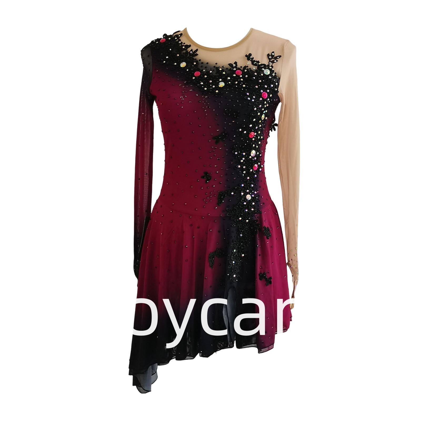 Joycan Ice Skating Dress Red Long Sleeves Elegant JSK260