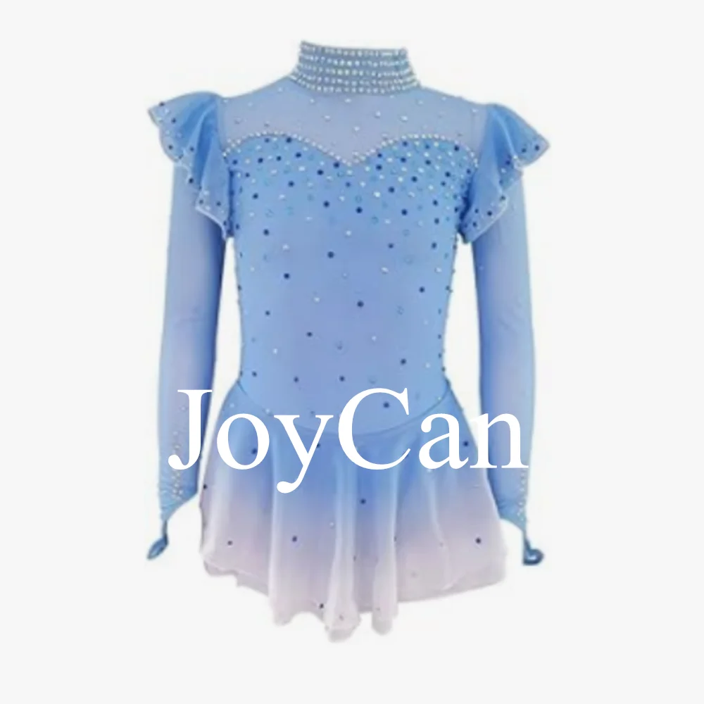 Ice Figure Skating Dress for Girls Light Blue Purple Pink Spanex Stretchy Competition Dance Wear Customized