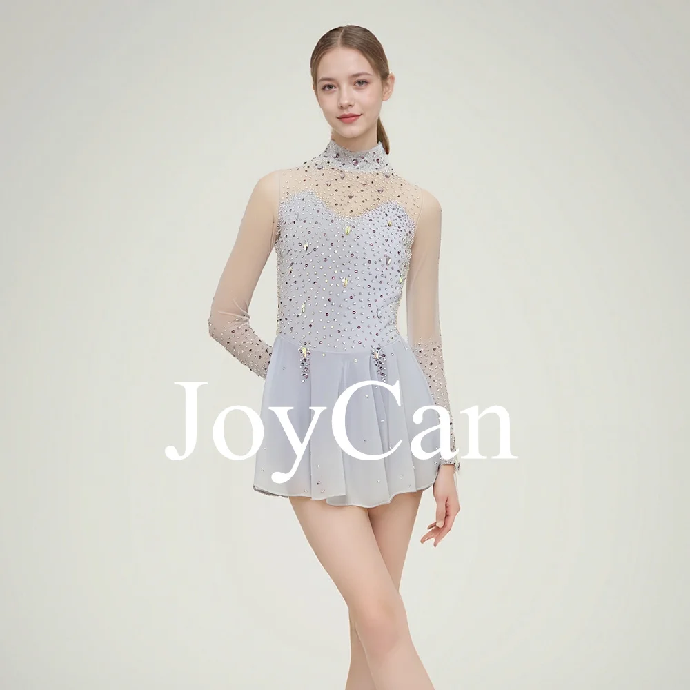JoyCan Ice Figure Skating Dress Girls Blue Spandex Stretchy Competition Dance Wear Customized