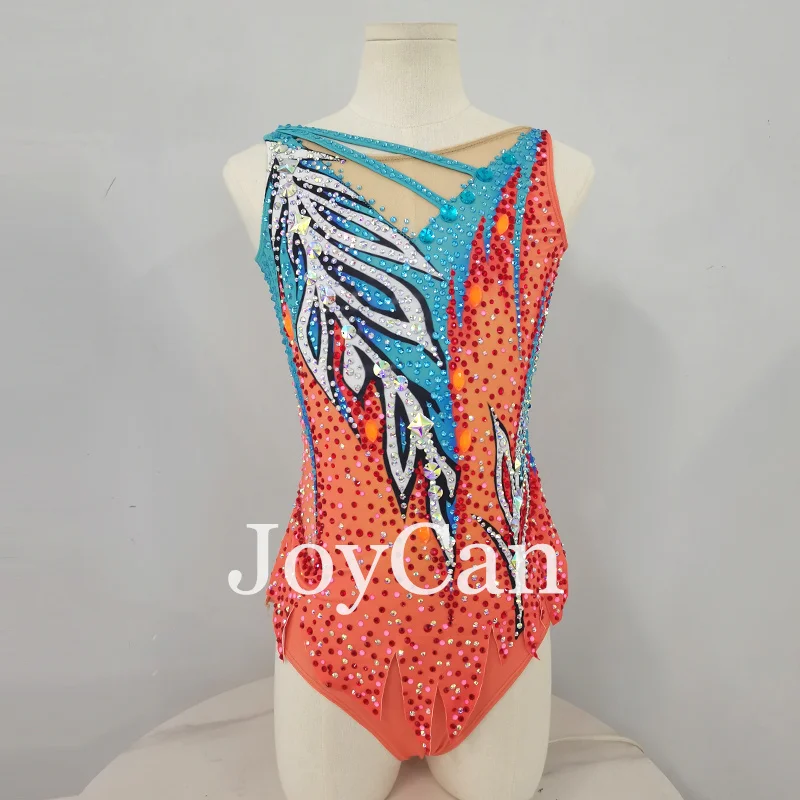 JoyCan Rhthmic Gymnastics Leotards Girls Women Orange Spandex Elegant Dance Wear for Competitiion