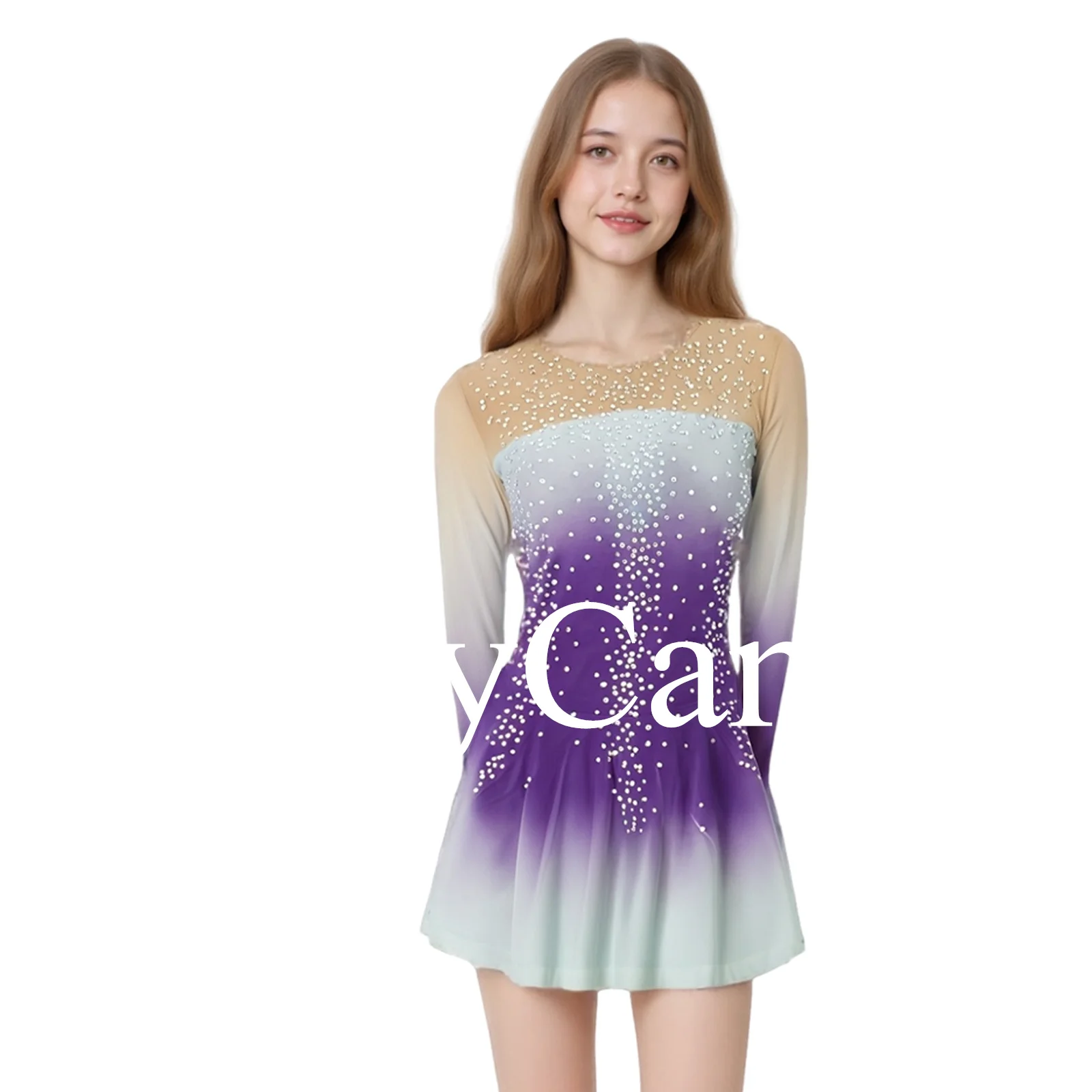 Ice Figure Skating Dress for Girls Spanex Stretchy Competition Dance Wear Customized