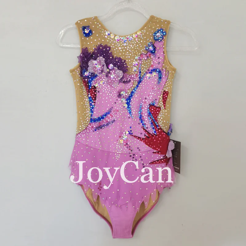 JoyCan Rhthmic Gymnastics Leotards Girls Women Pink Spandex Elegant Dance Wear for Competitiion