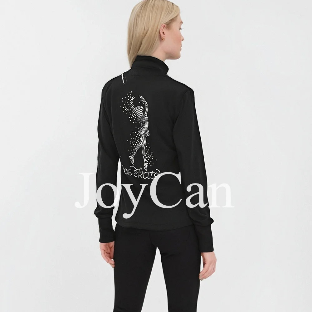 JoyCan Ice Figure Skating Jackets Girls Black Training Practice Fleece Customized