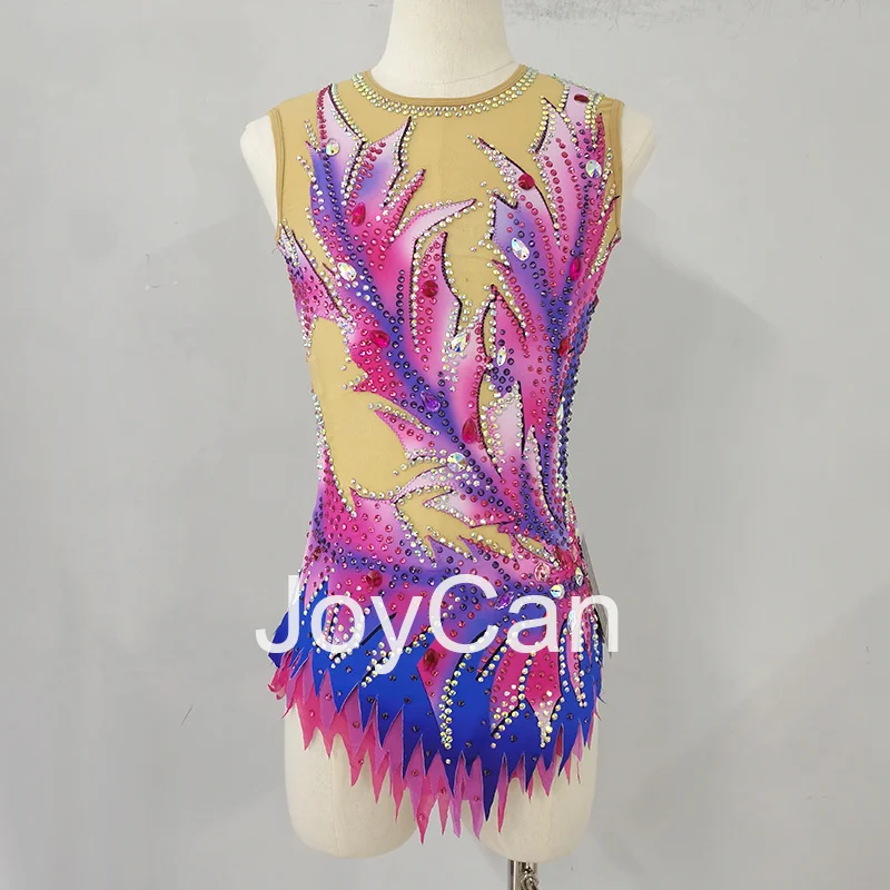 JoyCan Rhthmic Gymnastics Leotards Girls Women Pink Spandex Elegant Dance Wear for Competitiion