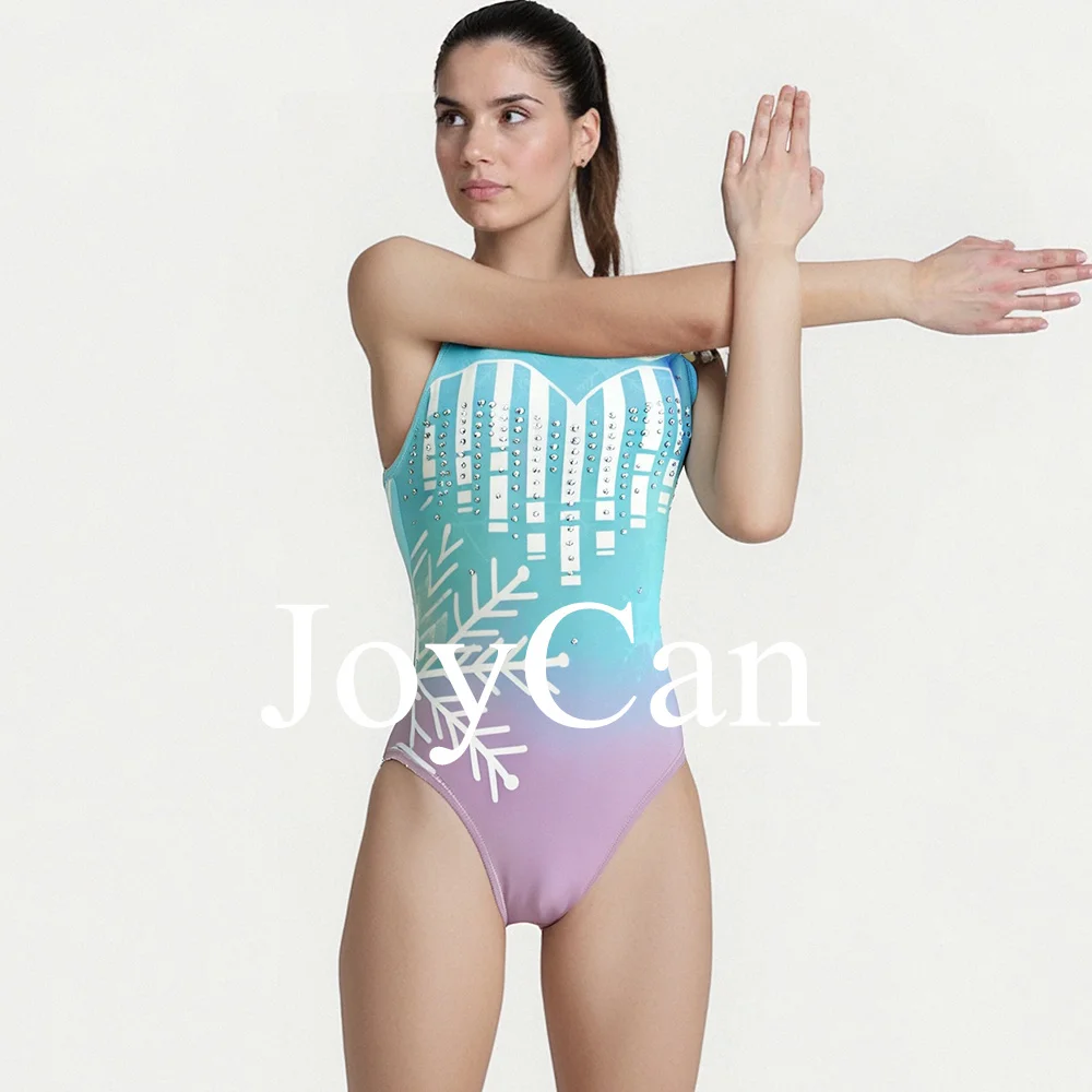 JoyCan  Gymnastics Leotards Girls Women Blue Spandex Elegant Dance Wear for Competitiion