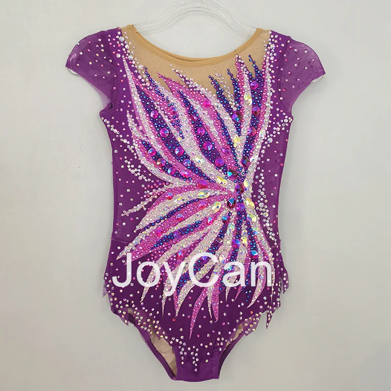 JoyCan Rhthmic Gymnastics Leotards Girls Women Purple Spandex Elegant Dance Wear for Competitiion