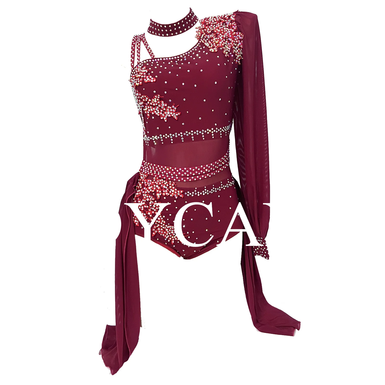 JoyCan Lyrical Dance Dress Red Jazz Dance Costume Pole Dancing Clothes Girl Performance Training