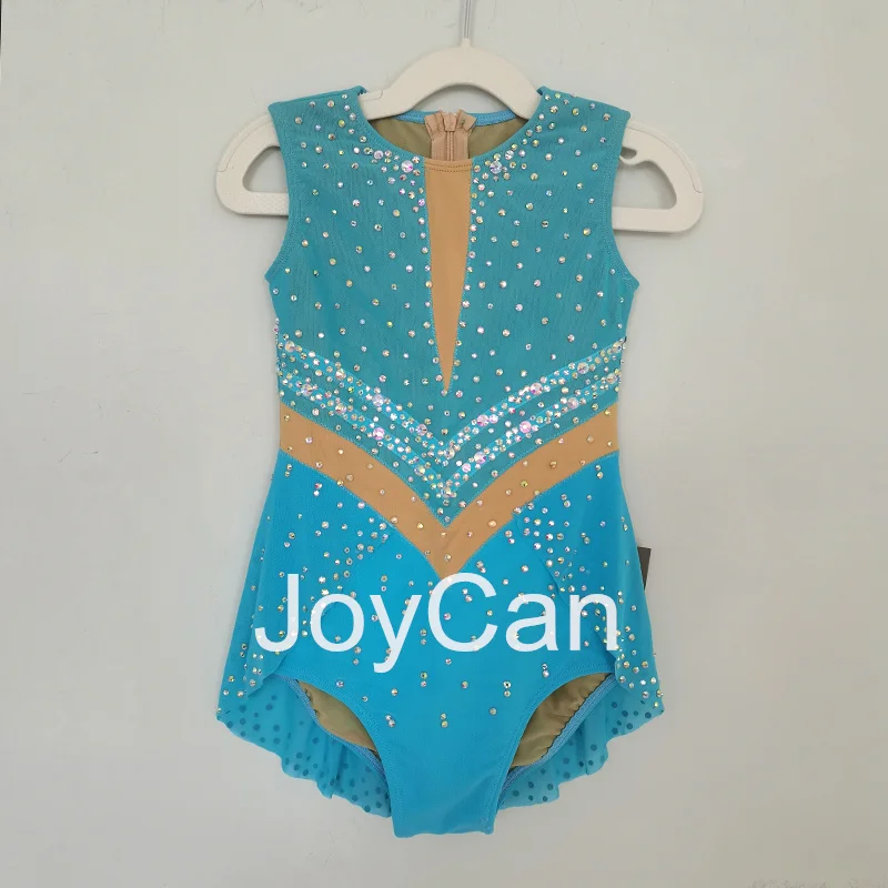 JoyCan Rhthmic Gymnastics Leotards Girls Women Blue Spandex Elegant Dance Wear for Competitiion