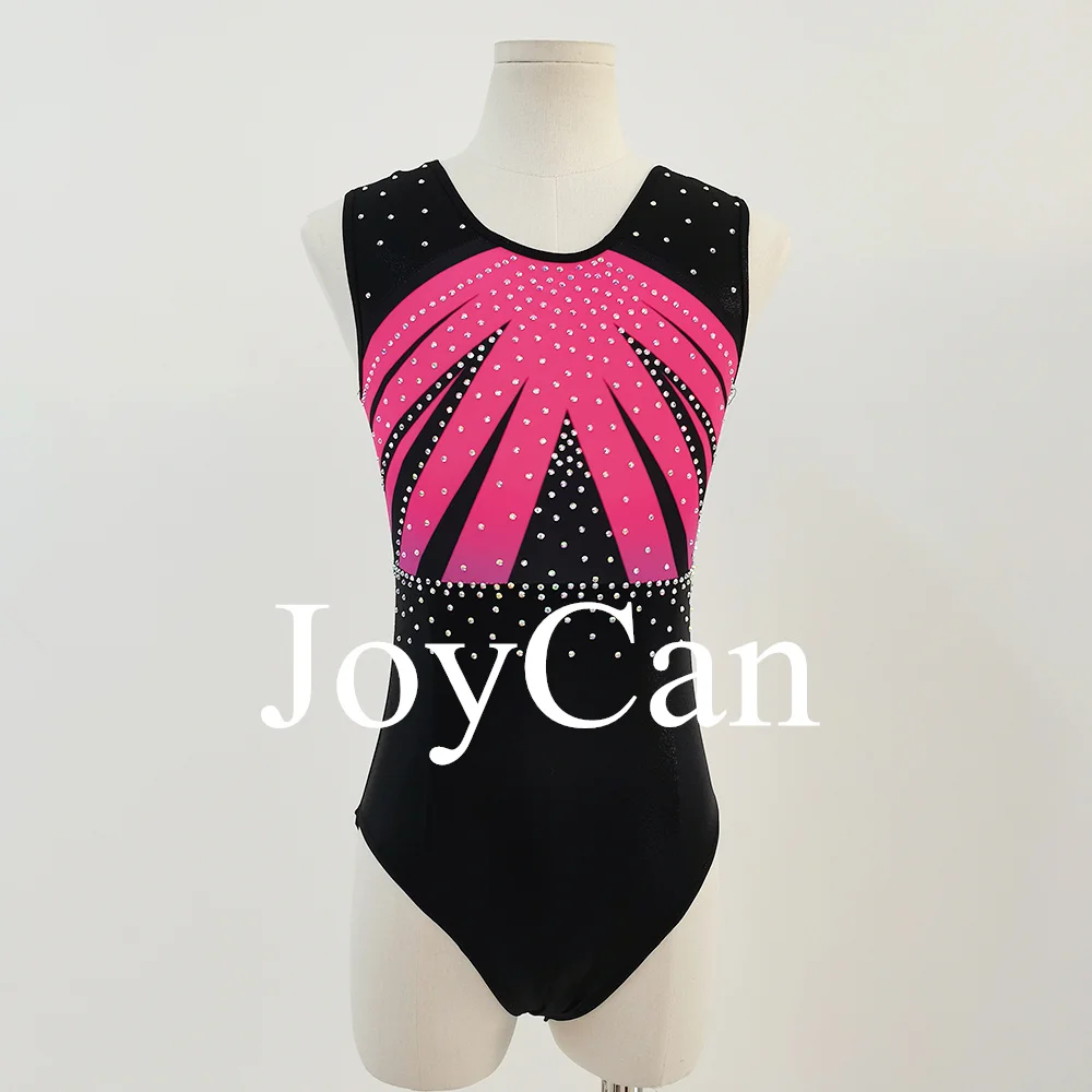 JoyCan Gymnastics Leotards Girls Women Black And Pink Spandex Elegant Dance Wear for Competitiion