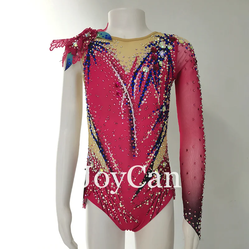 JoyCan Rhthmic Gymnastics Leotards Girls Women Pink Spandex Elegant Dance Wear for Competitiion