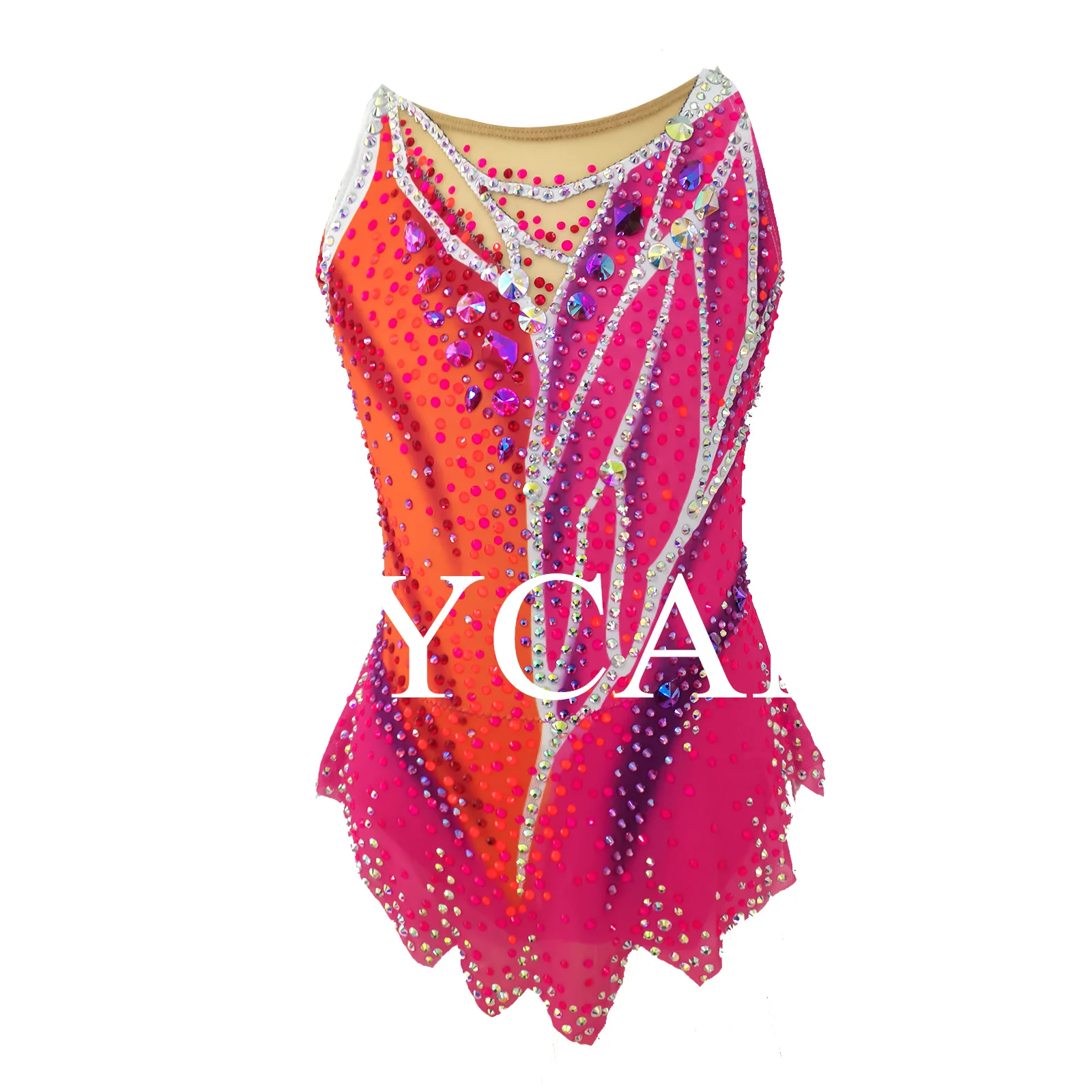 JoyCan Rhthmic Gymnastics Leotards Girls Women Orange Spandex Elegant Dance Wear for Competitiion