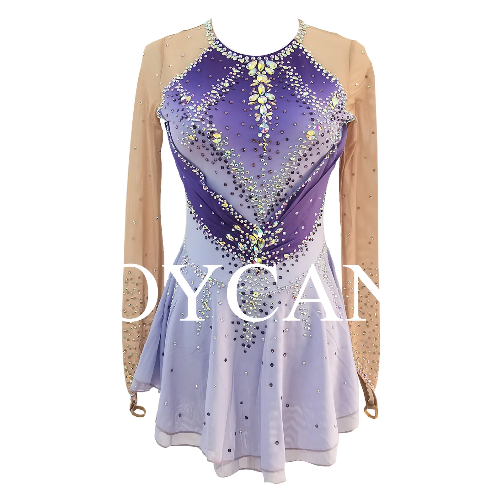 JoyCan Ice Figure Skating Dress Girls Navy Spandex Stretchy Competition Dance Wear Customized