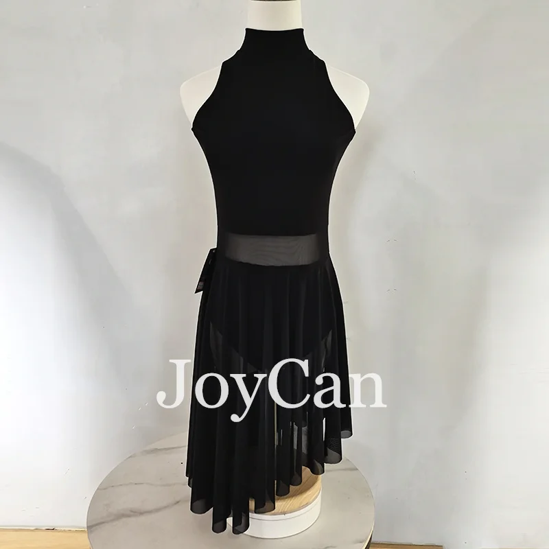 JoyCan Ice Figure Skating Dress Girls Black Spandex Stretchy Competition Dance Wear Customized