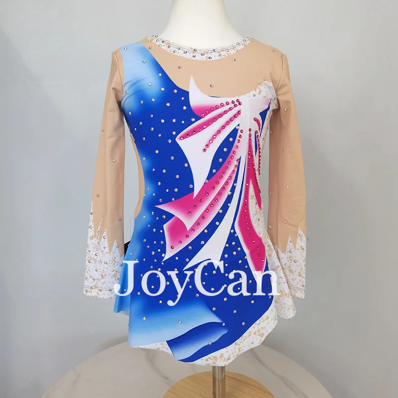 JoyCan Rhthmic Gymnastics Leotards Girls Women Blue Spandex Elegant Dance Wear for Competitiion