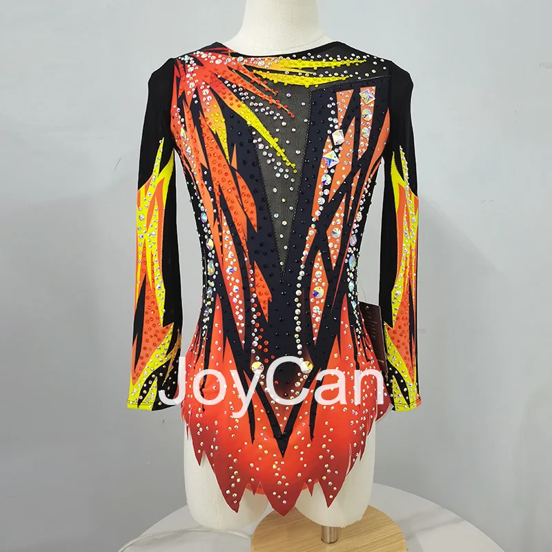 JoyCan Rhthmic Gymnastics Leotards Girls Women Orange Spandex Elegant Dance Wear for Competitiion