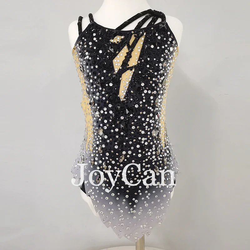 JoyCan Rhthmic Gymnastics Leotards Girls Women Black Spandex Elegant Dance Wear for Competitiion