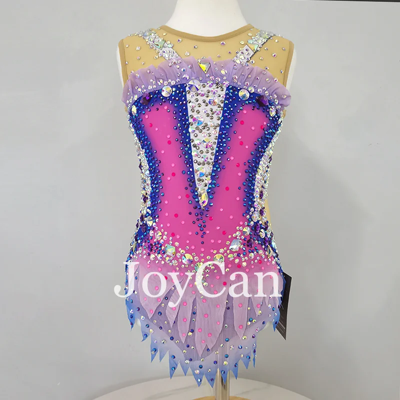 JoyCan Rhthmic Gymnastics Leotards Girls Women Pink Spandex Elegant Dance Wear for Competitiion