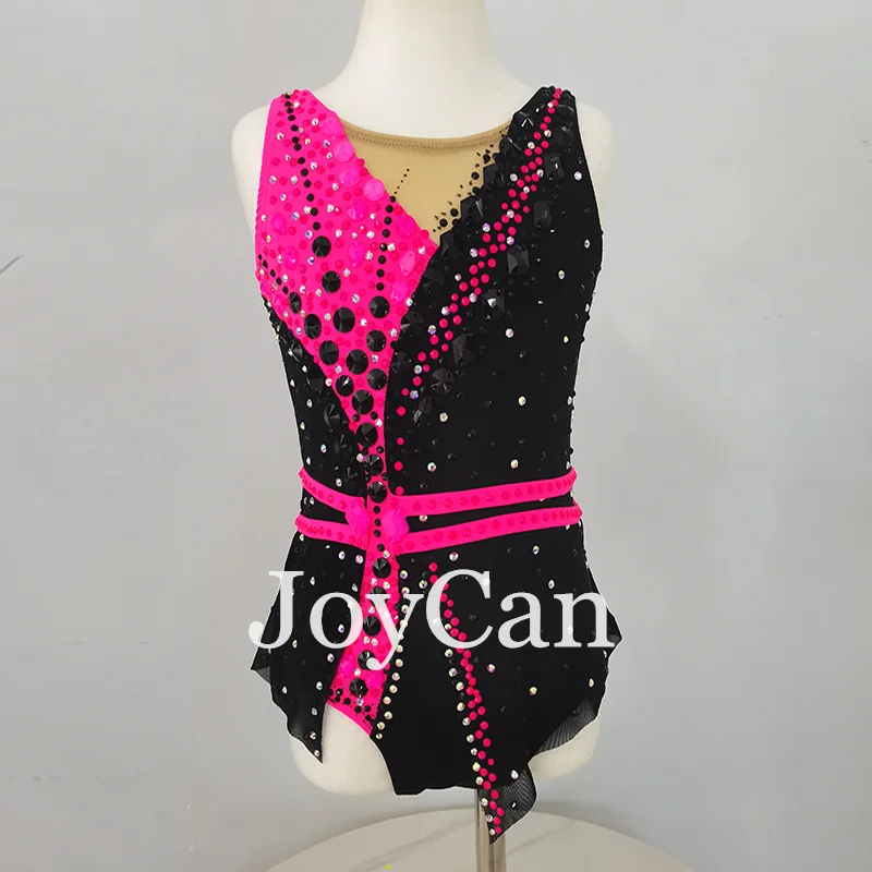 JoyCan Rhthmic Gymnastics Leotards Girls Women Pink Black Spandex Elegant Dance Wear for Competitiion
