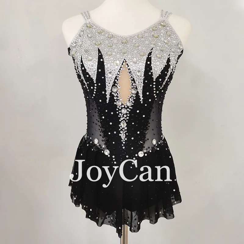 JoyCan Rhthmic Gymnastics Leotards Girls Women Black Spandex Elegant Dance Wear for Competitiion