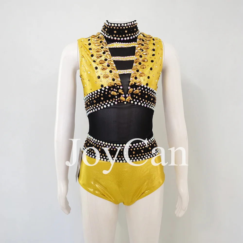 JoyCan Lyrical Dance Dress Yellow Jazz Dance Costume Pole Dancing Clothes Girl Performance Training