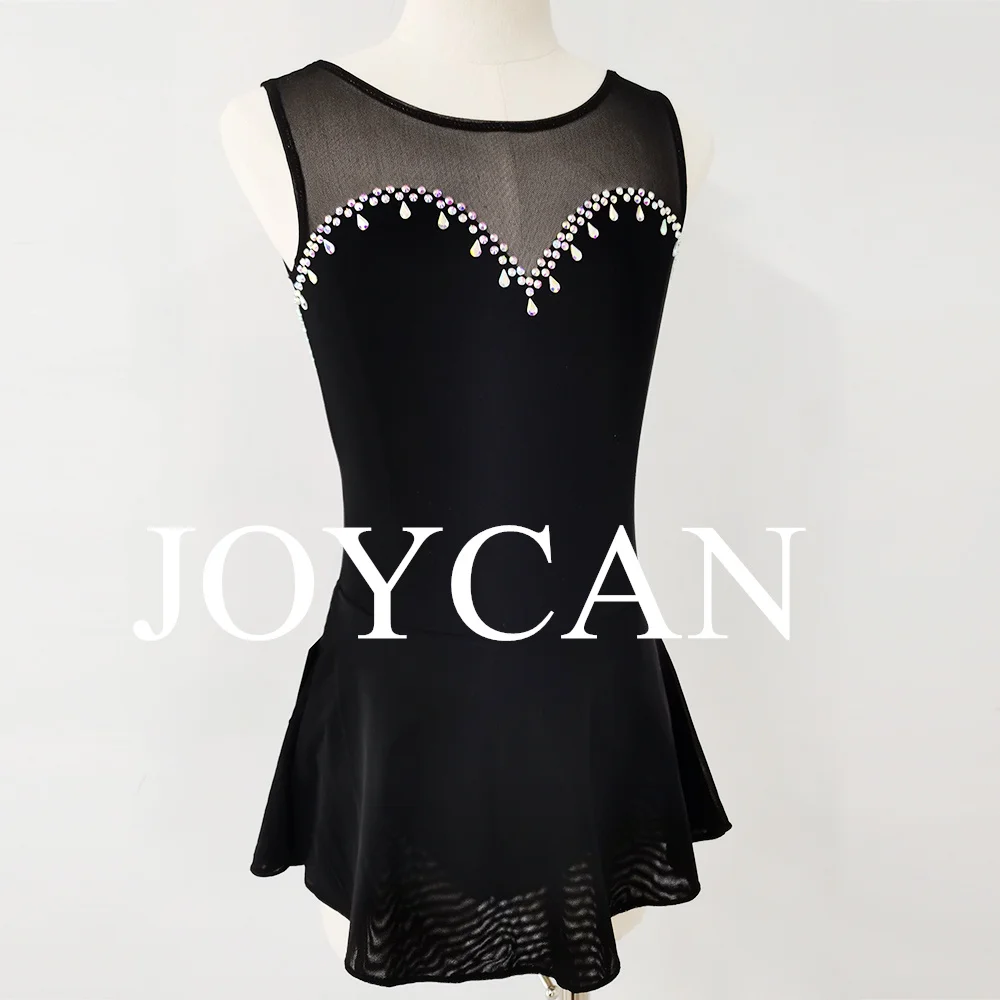 JoyCan Ice Figure Skating Dress Girls Green Spandex Stretchy Competition Dance Wear Customized