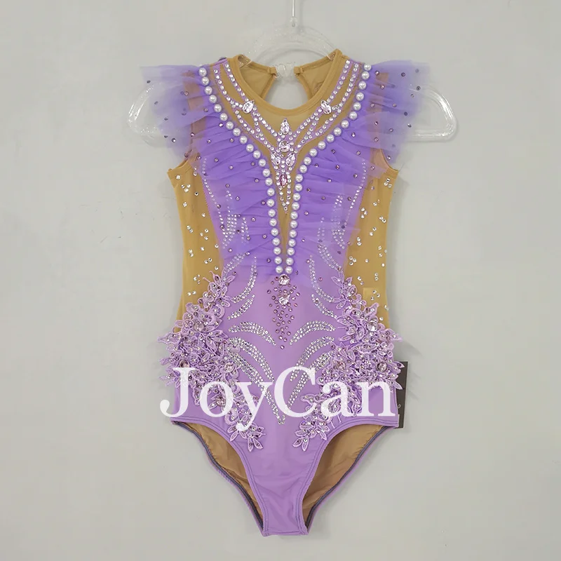 JoyCan Rhthmic Gymnastics Leotards Girls Women Light Purple Spandex Elegant Dance Wear for Competitiion