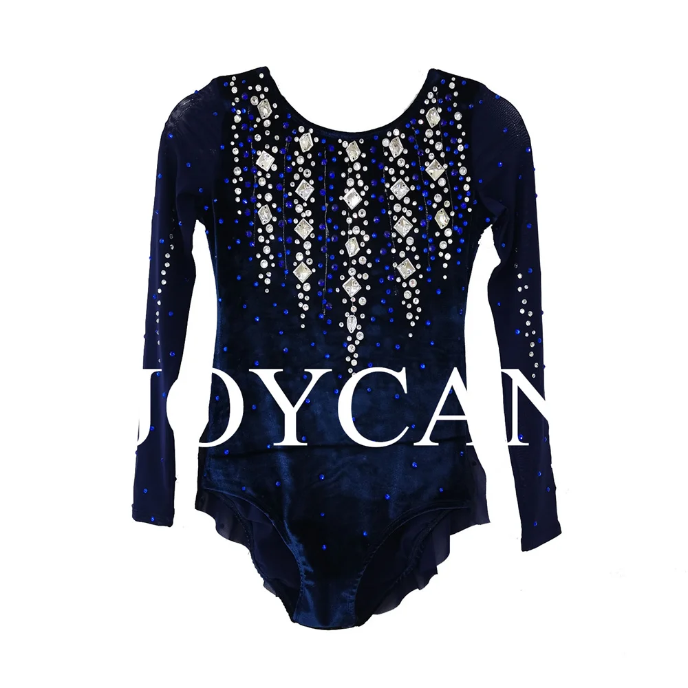 JoyCan Rhthmic Gymnastics Leotards Girls Women Spandex Elegant Dance Wear for Competition Navy